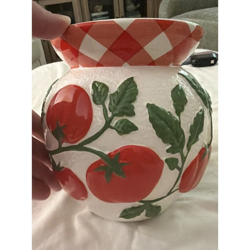 Bath & Body Works x Vera Bradley Candle‎ Holder Red Tomato Gingham Pedestal